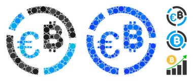 Euro Bitcoin Kompozisyon Simgesi Yuvarlak Noktalar