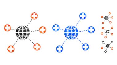 Küresel Tıbbi Bağlantılar Çember Noktalarının Mozaik Simgesi