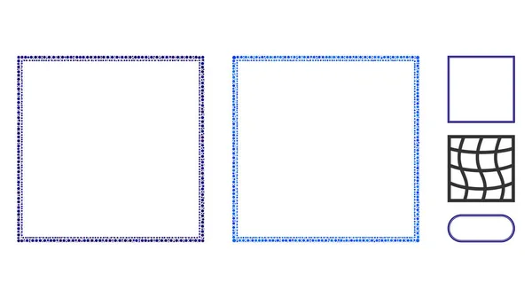 Icône de mosaïque de cadre carré double de cercles — Image vectorielle