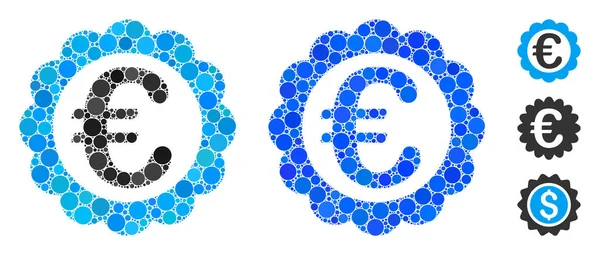 Ícone de mosaico de selo de qualidade euro de pontos redondos — Vetor de Stock