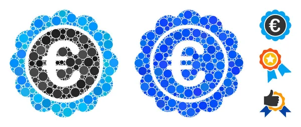 Euro sigillo ricompensa Mosaico Icona di Round Dots — Vettoriale Stock