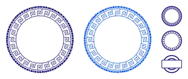 希腊古典圆形框架环点马赛克图标 — 图库矢量图片