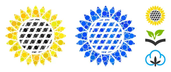 Mozaika slunečnicového květu Ikona sférických předmětů — Stockový vektor