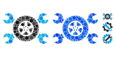 Lastik Servis Anahtarları Çember Noktalarının Kompozisyon Simgesi