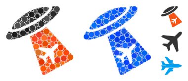 Ufo Kaçırma Uçağı Küresel Ögelerin Mozaik Simgesi