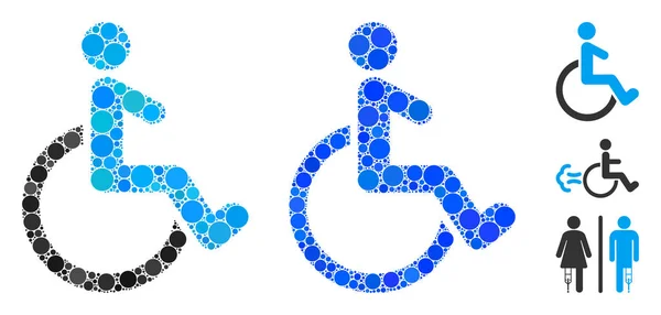 円の車椅子モザイクアイコン — ストックベクタ