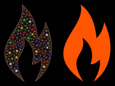 Fişek Kablosu Çerçeve Ateş Alev Simgesi Benekli