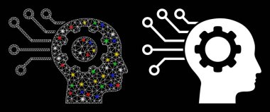 Alevli Ağ 2d Yapay Zihin Simgesi