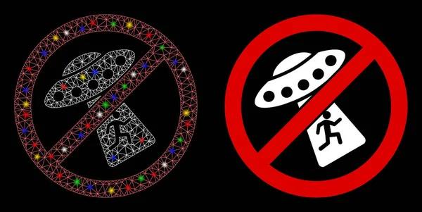 Parlak Kablo Çerçevesi Işık Noktalı Ufo Kaçırma Simgesi Yok