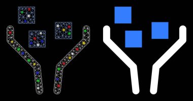 Parlak Ağ 2d Veri Filtreleme Simgesi Flaş Noktalarıyla Simge