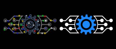 Fişek Benekli Ağ 2d Dijital Cog Simgesi