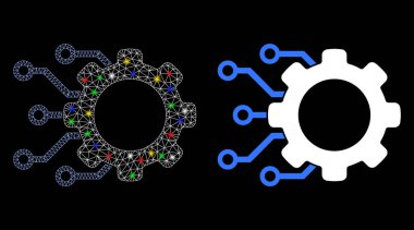 Işık Noktalı Parlak Ağ Dijital Şanzıman Simgesi