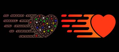 Fişek Kablosu Çerçevesi Alev Benekli Aşk Kalbi Simgesi