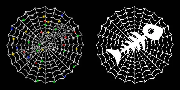 Drahtgitterrahmen für tote Fischnetze mit Fackelflecken — Stockvektor