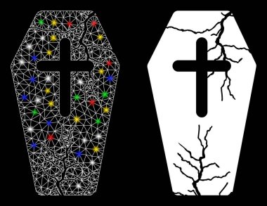 Parlak Ağlı İskelet Eski Tabut Simgesi Flash Noktalı