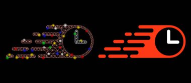 Parlak Kablo Çerçevesi Hızlandırılmış Saat Simgesi Flash Benekli