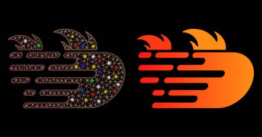 Parlak Ağlı Kablo Çerçevesi Alevli Alev Simgesi