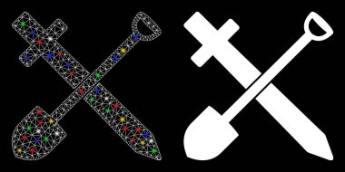 Parlak Ağlı Kılıç ve Flaş Noktalı Kürek Simgesi