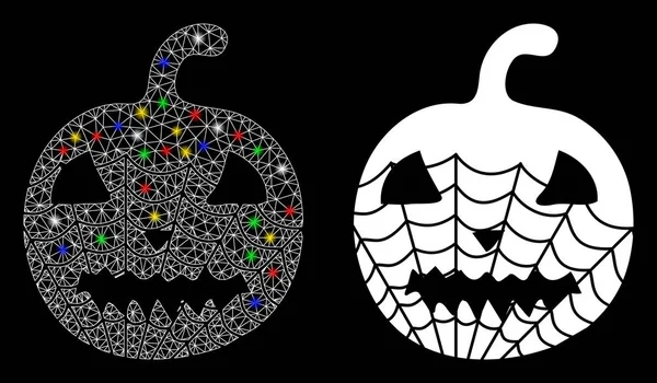 Flare Mesh 2d Old Halloween Pumpkin Icon with Flare Spots — стоковий вектор