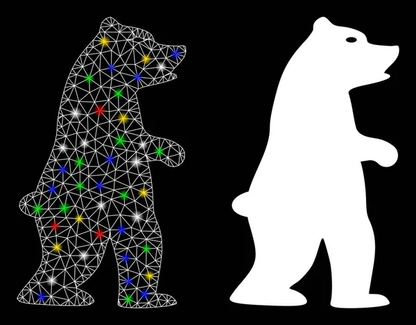Flare Mesh 2d μόνιμη αρκούδα εικονίδιο με κηλίδες flash — Διανυσματικό Αρχείο
