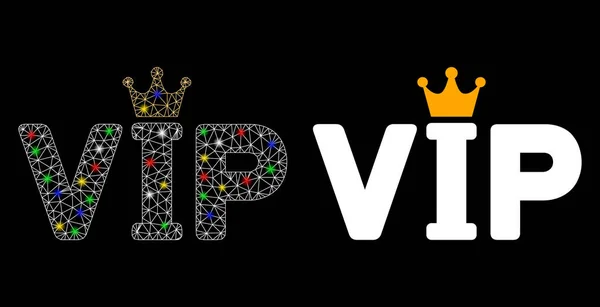 Icona VIP di rete a maglia luminosa con punti luce — Vettoriale Stock