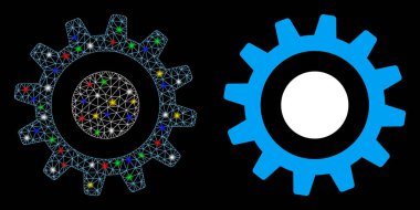 Işık Noktalı Parlayan Ağ Ağı Çarkı Simgesi