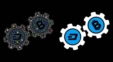 Fişek kablosu çerçevesi Dash Bitcoin Gears Simgesi Fişek Benekli