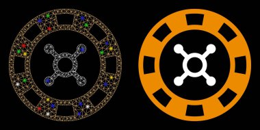 Işık Lekeli Parlak Kablo Çerçevesi Casino Çipi Simgesi Simgesi