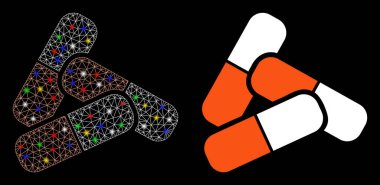 Parlak Kablo Çerçevesi Eczane Hapları Işık Noktalı Simge