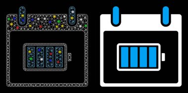 Parlak Ağ Kablo Çerçevesi Batarya Takvim Günü Benekli Simgesi