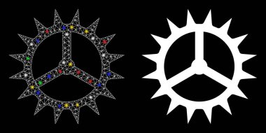 Işık Lekeli Parlak Kablo Çerçeveli Çerçeve Çerçevesi İşçi Simgesi Simgesi