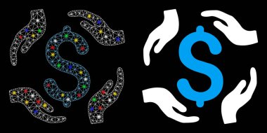 Parlak Kafes Doları Bakım Elleri Simgesi Flash Benekli Simge