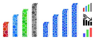 3d Çubuk Çizelgesi Yuvarlak Noktalar Mozaik Simgesi