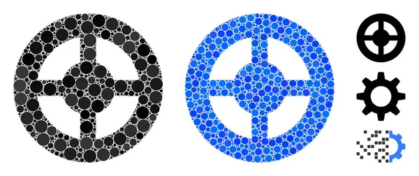 Icône de composition de roue vide en laiton d'articles sphériques — Image vectorielle