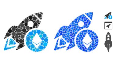 Küresel Ögelerin Ethereum Roket Bileşimi Simgesi
