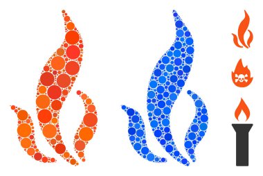 Küresel Ögelerin Alev Mozaik Simgesi