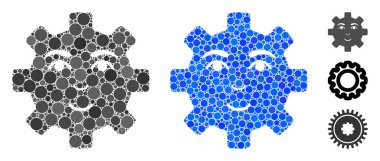 Happy Service Gear Smiley Yuvarlak Noktaların Mozaik Simgesi