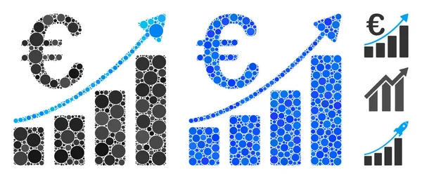 Euro Bar Chart Mosaic Icon of Round Dots