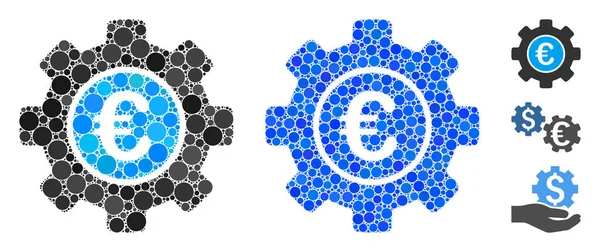 Euro Development Gear Mosaik Ikon av cirkelprickar — Stock vektor