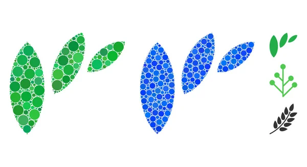 Flora Leaf Abstraction Composition Icône de cercles — Image vectorielle