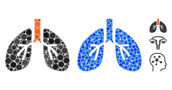 Pulmones mosaico icono de puntos redondos — Archivo Imágenes Vectoriales