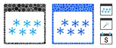 Kar Taneleri Takvim Sayfası Yuvarlak Noktaların Mozaik Simgesi