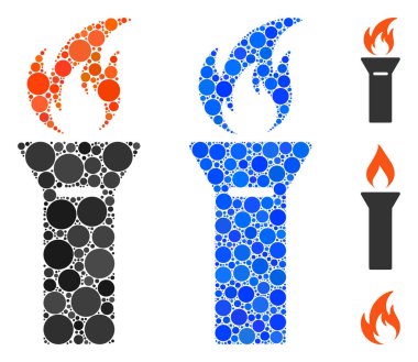 Flach Flame Mozaik Yuvarlak Noktalar Simgesi