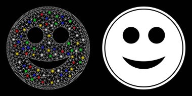 Parlak Ağ 2d Gülümseme Parlak Noktalı Sikke Simgesi