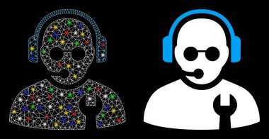 Işıldayan Ağ Kabartma Servis İşlemcisi Simgesi Işık Noktalı Simge