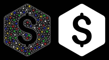 Parlak Ağ Doları Altıgen Simgesi Flash Benekli