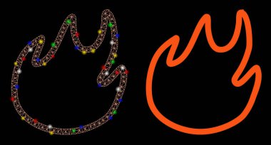 Işıl ışıl yanan iskelet alev alev ikonu alev lekeli ikon