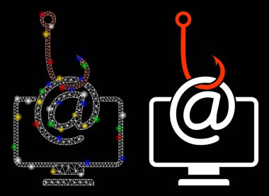 Parlak Ağ Kablo Çerçevesi Bilgisayar E- posta İşaretleme Simgesi
