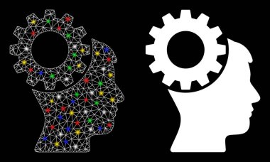 Işıldayan Kablo Çerçevesi Fişek Benekli Düşünen Vites Simgesi