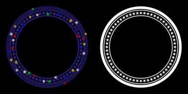 Fişek Kabuğu Çift Dairesel Yıldız Çerçeve Simgesi Benekli